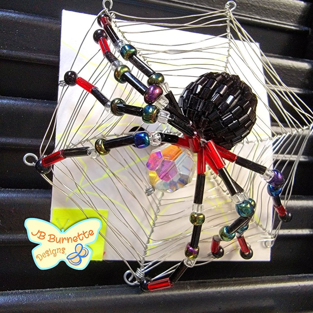 Halloween Spider Brooch, Spooky, Beaded Jewelry, Costume Accessory, Goth Style